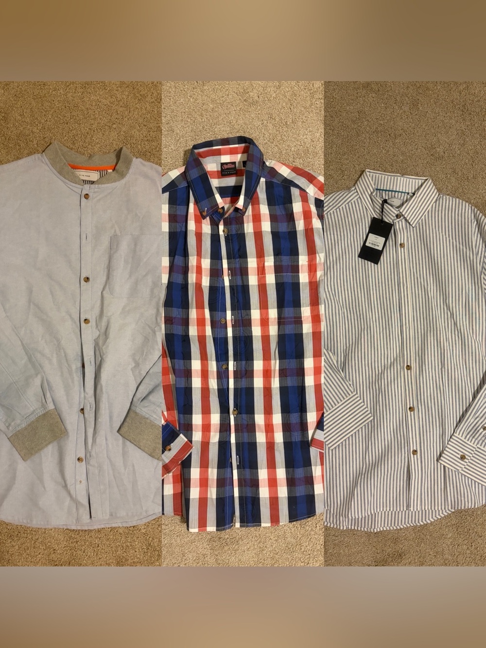 3 Five Four Men's Red, Blue & White Plaid Button-Up Shirt